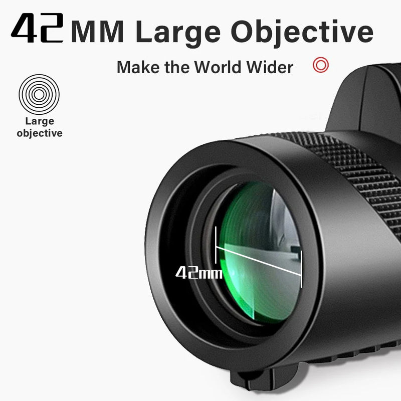 80x100 HD ZOOM PODEROSO TELESCÓPIO MONOCULAR PORTÁTIL DE LONGO ALCANCE PARA CAÇA E ACAMPAMENTO COM TRIPÉ E CLIPE DE CELULAR.